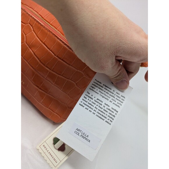 Divina Firenze Lilla Snake Skin Leather Papaya Convertible Handbag - Picture 3 of 8